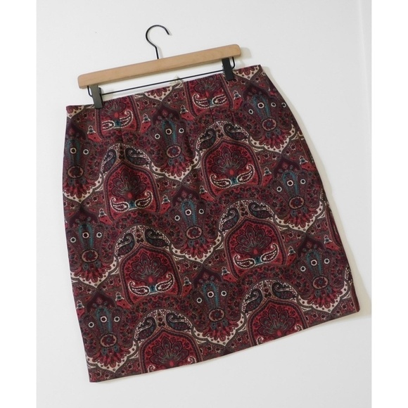 NWT!! TALBOTS Opulent Paisley Side Button Faux Wrap Skirt Academia 14P 14 Petite - Picture 9 of 14